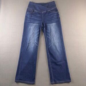 Halara Crossover Waist Wide Leg Jeans Dark Wash Blue Denim Size M Regular